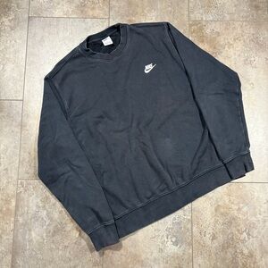 Faded Y2K Nike Black Embroidered Swoosh Crewneck Sweatshirt